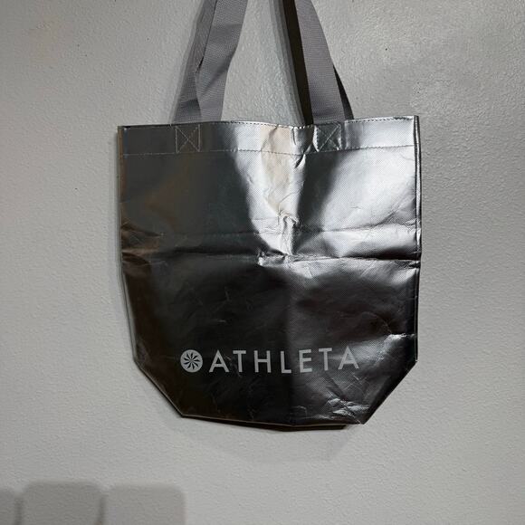 Athleta Silver Reusable Shopping Tote Bag Sz M - Picture 3 of 9
